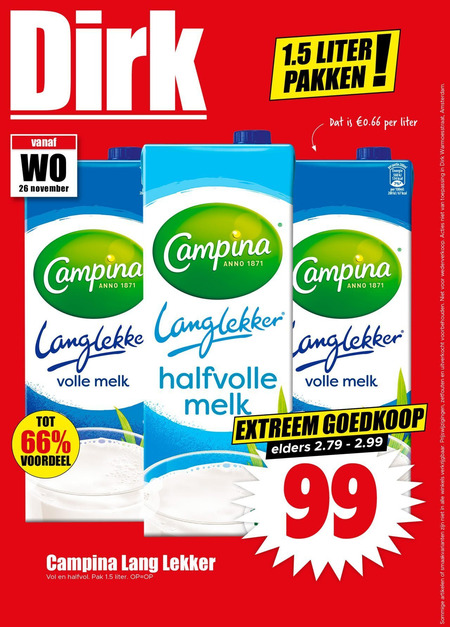 Campina   melk folder aanbieding bij  Dirk - details