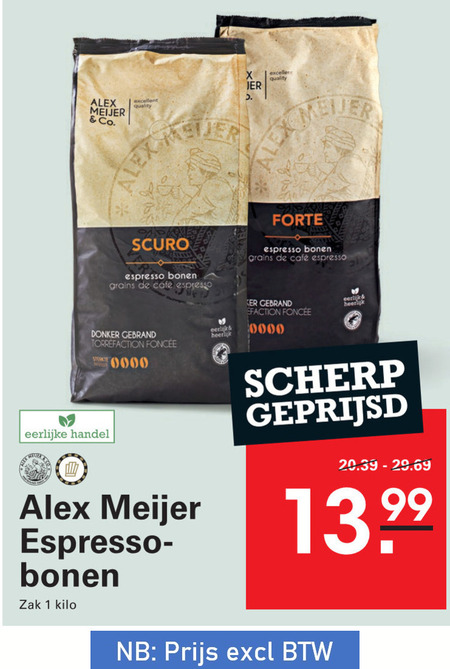 Alex Meijer   koffiebonen folder aanbieding bij  Sligro - details