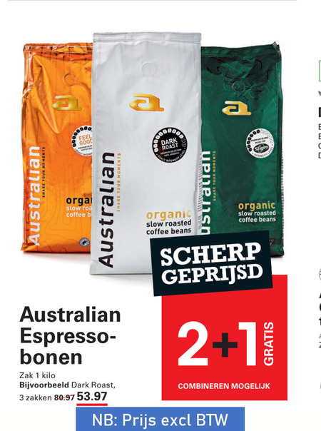 Australian   koffiebonen folder aanbieding bij  Sligro - details
