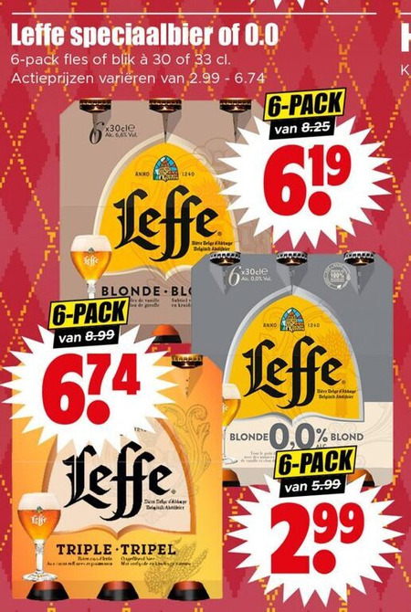 Leffe   speciaalbier, blikje bier folder aanbieding bij  Dirk - details