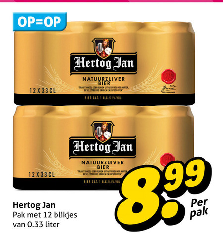 Hertog Jan   blikje bier folder aanbieding bij  Hoogvliet - details