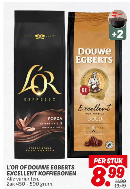 Douwe Egberts   koffiebonen folder aanbieding bij  Dekamarkt - details