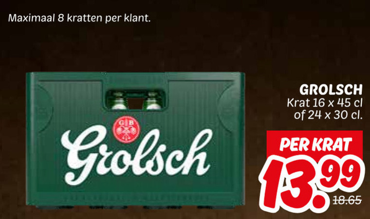 Grolsch   krat bier folder aanbieding bij  Dekamarkt - details