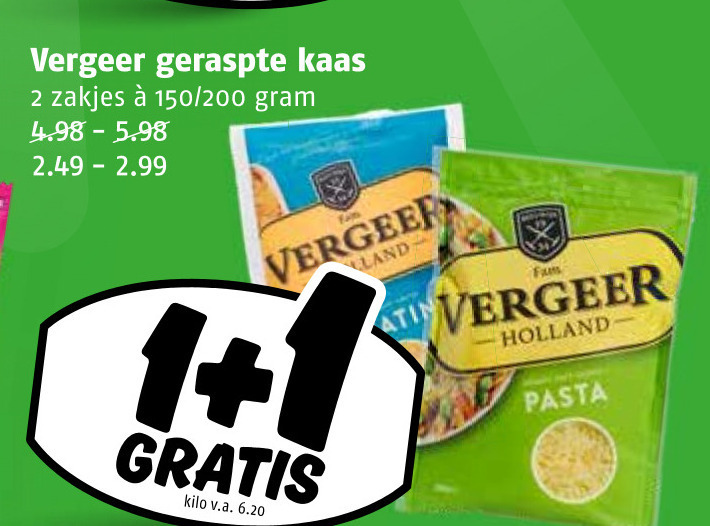 Vergeer   geraspte kaas folder aanbieding bij  Poiesz - details