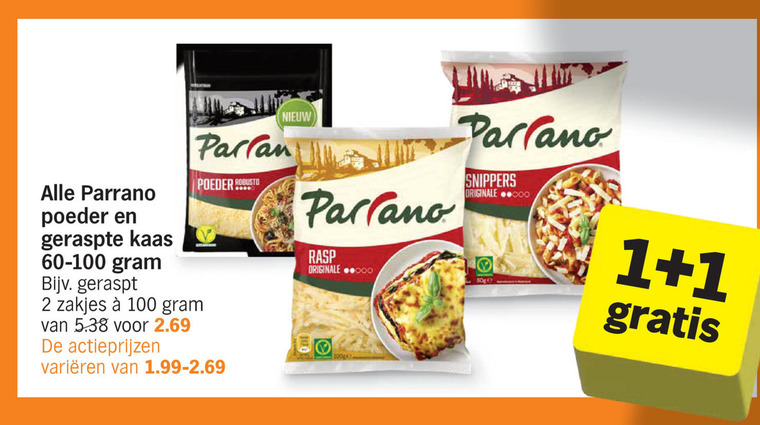 Parrano   geraspte kaas folder aanbieding bij  Albert&nbsp;Heijn - details