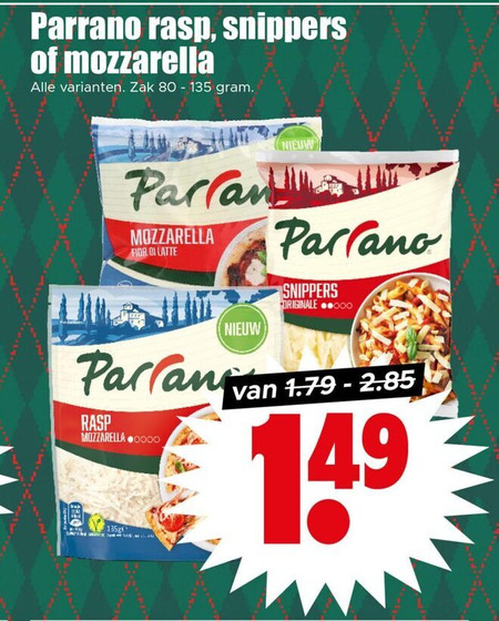 Parrano   geraspte kaas folder aanbieding bij  Dirk - details