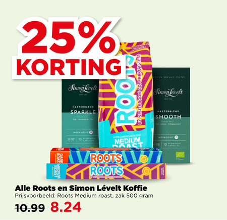 Simon Levelt   koffiebonen, koffiecups folder aanbieding bij  Plus - details