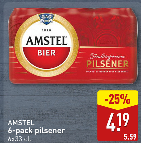 Amstel   blikje bier folder aanbieding bij  Aldi - details