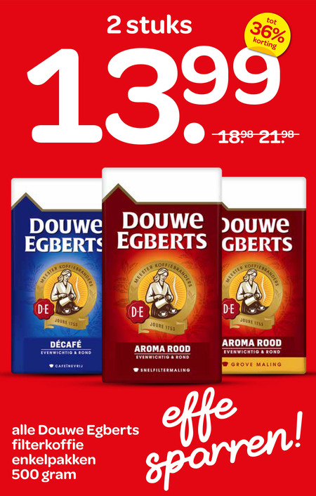 Douwe Egberts   koffie folder aanbieding bij  Spar - details