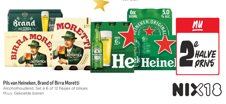 brand birra moretti heineken blikjes bier 2 6 12 18 80 luigi pilsener pilsen re bottles origina malt draaidop pack 6x 500ml original halve pils bieren folder aanbieding bij Jumbo Heineken blikje bier folder aanbieding bij Jumbo - details