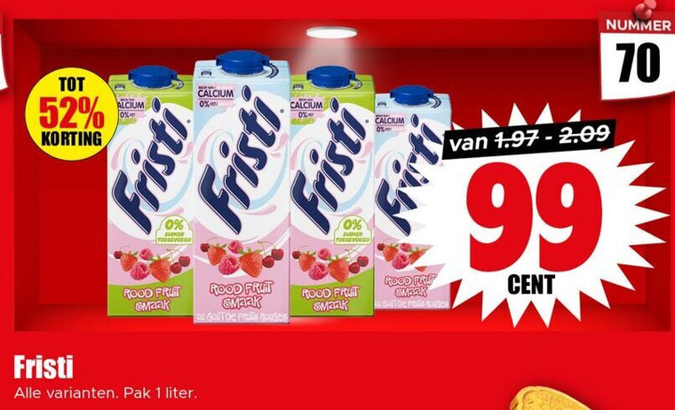Fristi   drinkyoghurt folder aanbieding bij  Dirk - details