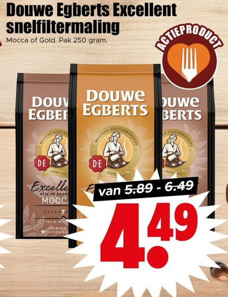 douwe egberts koffie 250 excellent snelfiltermaling mocca gold pak meester joure rijk premium filtermaling kers folder aanbieding bij Dirk Douwe Egberts koffie folder aanbieding bij Dirk - details