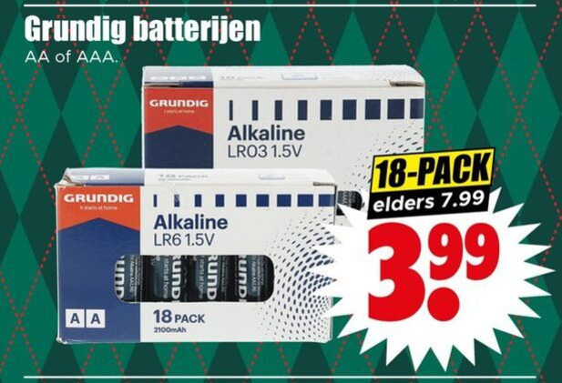 Grundig   batterij folder aanbieding bij  Dirk - details