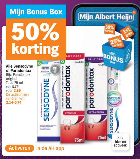 Sensodyne   tandpasta folder aanbieding bij  Albert&nbsp;Heijn - details