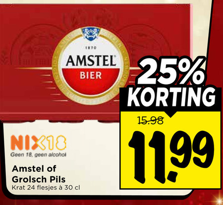 amstel grolsch krat bier 18 24 25 30 nix18 alcohol pils folder aanbieding bij Vomar Grolsch krat bier folder aanbieding bij Vomar - details