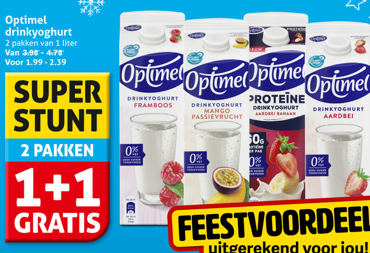 Optimel   drinkyoghurt folder aanbieding bij  Hoogvliet - details