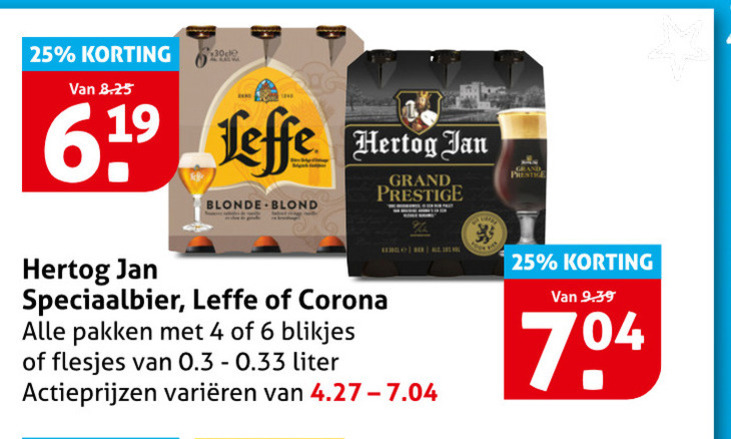 Leffe   blikje bier, speciaalbier folder aanbieding bij  Hoogvliet - details