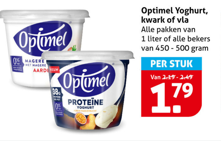 Optimel   vruchtenyoghurt, vla folder aanbieding bij  Hoogvliet - details