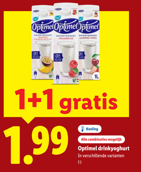 Optimel   drinkyoghurt folder aanbieding bij  Lidl - details