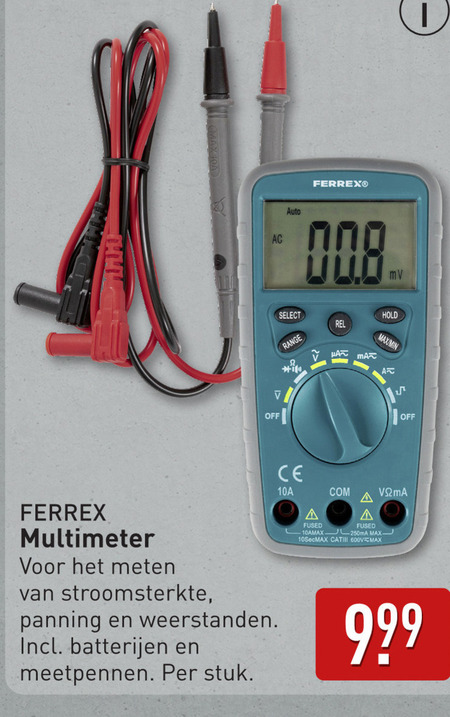 Ferrex   multimeter folder aanbieding bij  Aldi - details