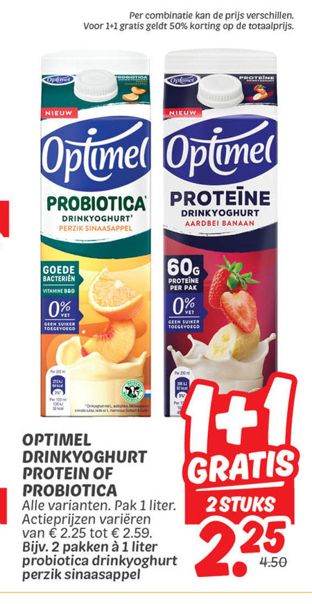 Optimel   drinkyoghurt folder aanbieding bij  Dekamarkt - details