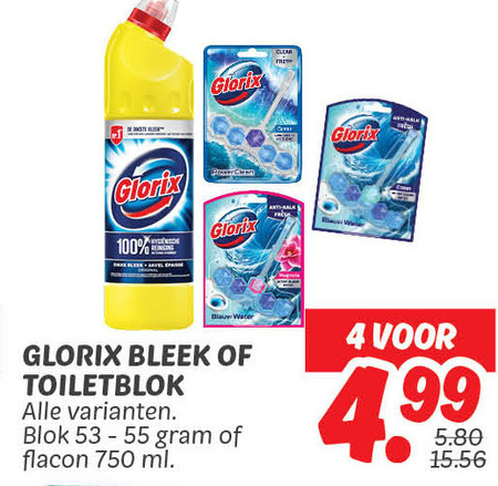 Glorix   bleekmiddel, toiletblok folder aanbieding bij  Dekamarkt - details
