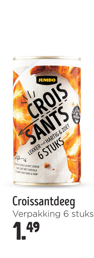 croissantdeeg 6 jumbo hartig zoet stuks chocola kaas ham folder aanbieding bij Jumbo
