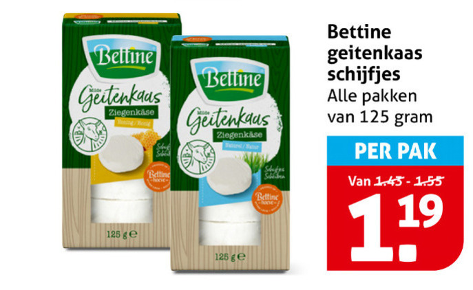 Bettine   geitenkaas folder aanbieding bij  Hoogvliet - details