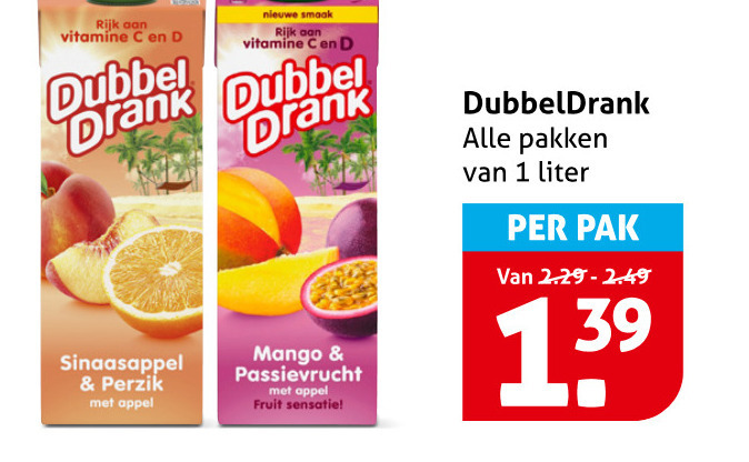 Dubbeldrank   fruitdrank folder aanbieding bij  Hoogvliet - details