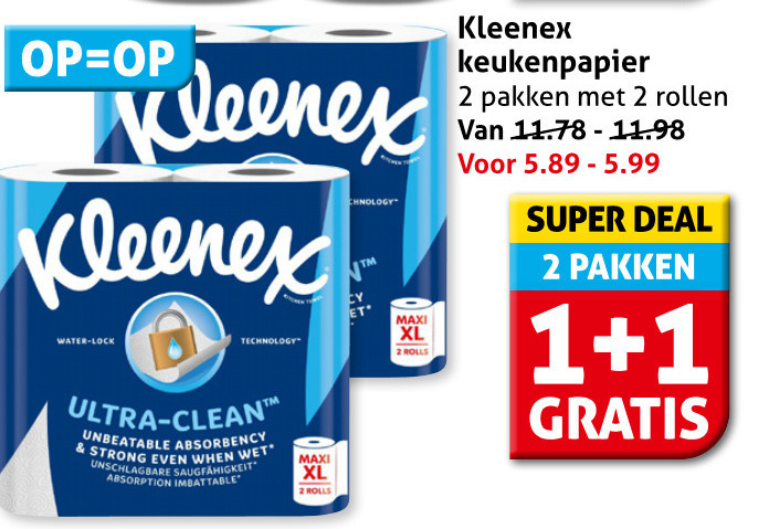 Kleenex   keukenpapier folder aanbieding bij  Hoogvliet - details
