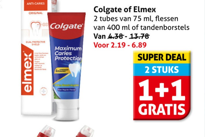 Elmex   tandpasta folder aanbieding bij  Hoogvliet - details