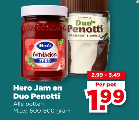 Duo Penotti   hazelnootpasta, jam folder aanbieding bij  Plus - details
