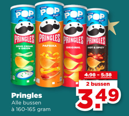 Pringles   chips folder aanbieding bij  Plus - details