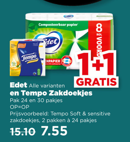 Tempo   zakdoek, toiletpapier folder aanbieding bij  Plus - details