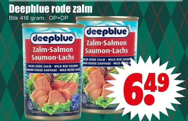 Deepblue   zalm in blik folder aanbieding bij  Dirk - details