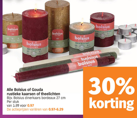 Bolsius   rustieke kaarsen, theelicht folder aanbieding bij  Albert&nbsp;Heijn - details