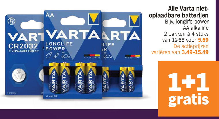 Varta   batterij folder aanbieding bij  Albert&nbsp;Heijn - details