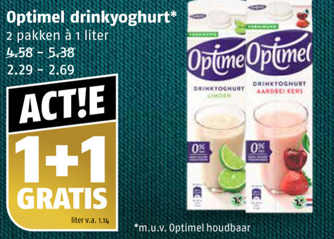 Optimel   drinkyoghurt folder aanbieding bij  Poiesz - details