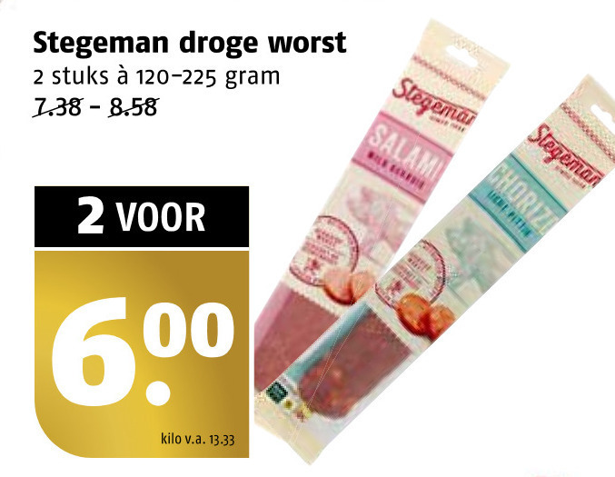 Stegeman   salami, droge worst folder aanbieding bij  Poiesz - details