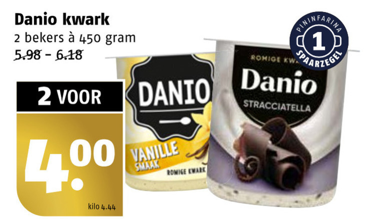 Danone Danio   kwark folder aanbieding bij  Poiesz - details