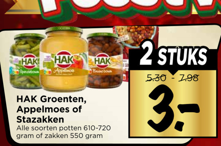 Hak   bonen, appelmoes folder aanbieding bij  Vomar - details