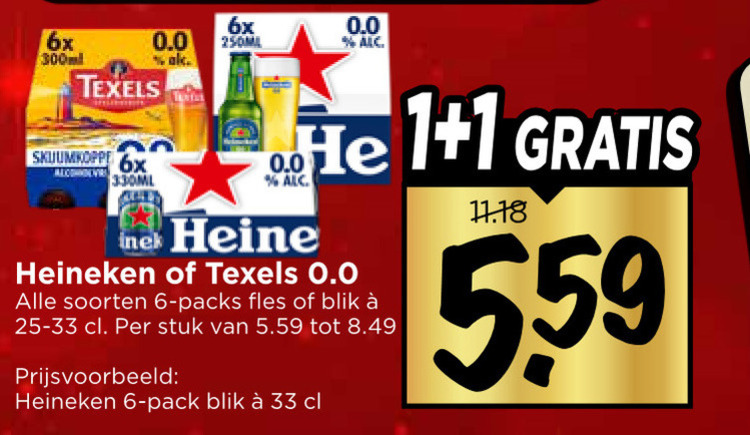 Heineken   blikje bier, alcoholvrij bier folder aanbieding bij  Vomar - details