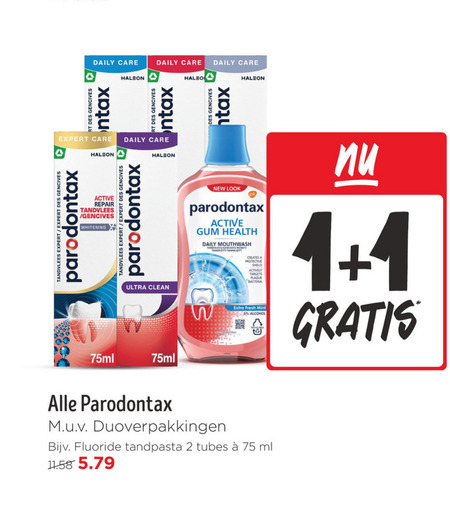 Paradontax   mondwater, tandpasta folder aanbieding bij  Jumbo - details