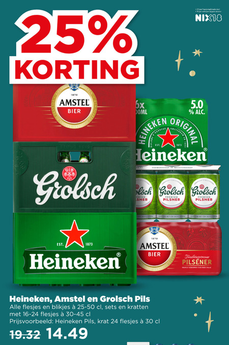Grolsch   blikje bier, krat bier folder aanbieding bij  Plus - details