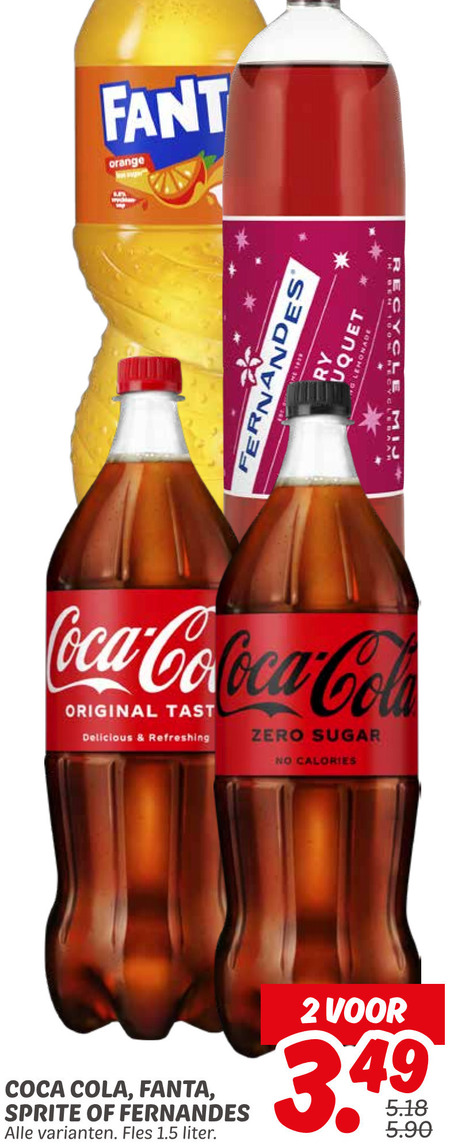 coca-cola fernandes fanta frisdrank cola 2 fant orange lemonade coca original refreshing zero sugar calories sprite fles liter folder aanbieding bij Dekamarkt Coca-Cola cola, frisdrank folder aanbieding bij Dekamarkt - details