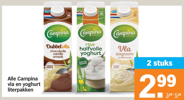Campina   yoghurt, vla folder aanbieding bij  Albert&nbsp;Heijn - details