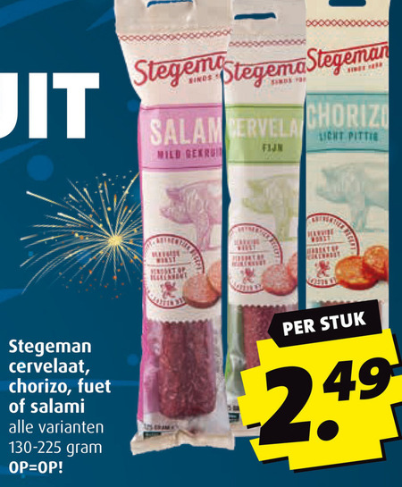 Stegeman   salami, cervelaatworst folder aanbieding bij  Boni - details