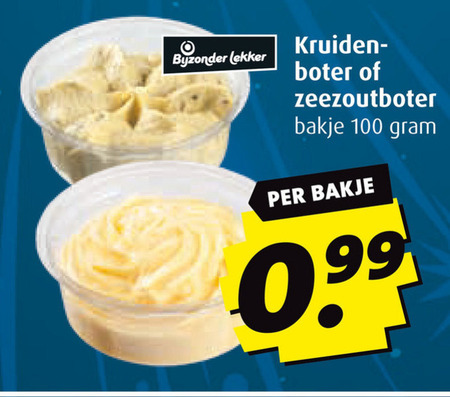 kruidenboter 100 bijzonder kruiden boter zeezoutboter bakje folder aanbieding bij Boni