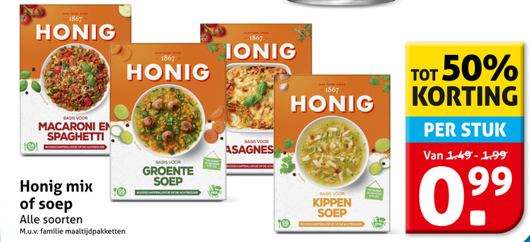 Honig   soep, maaltijdmix folder aanbieding bij  Hoogvliet - details
