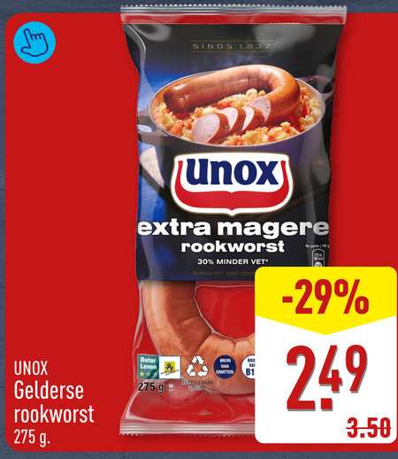 Unox   rookworst folder aanbieding bij  Aldi - details